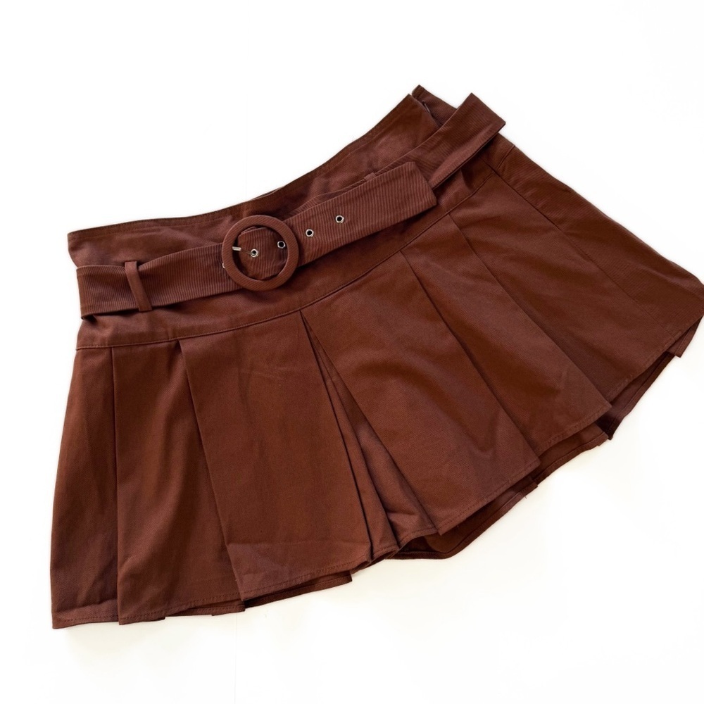 Anthropologie Maeve Skort Womens 4
Brown High Rise Belted New Pleated Mini